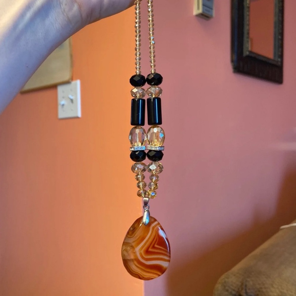 Banded Carnelian Agate Necklace - Picture 8 of 9
